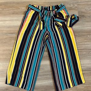 Halogen Women's Cropped Wide Leg Striped Palazzo Pants